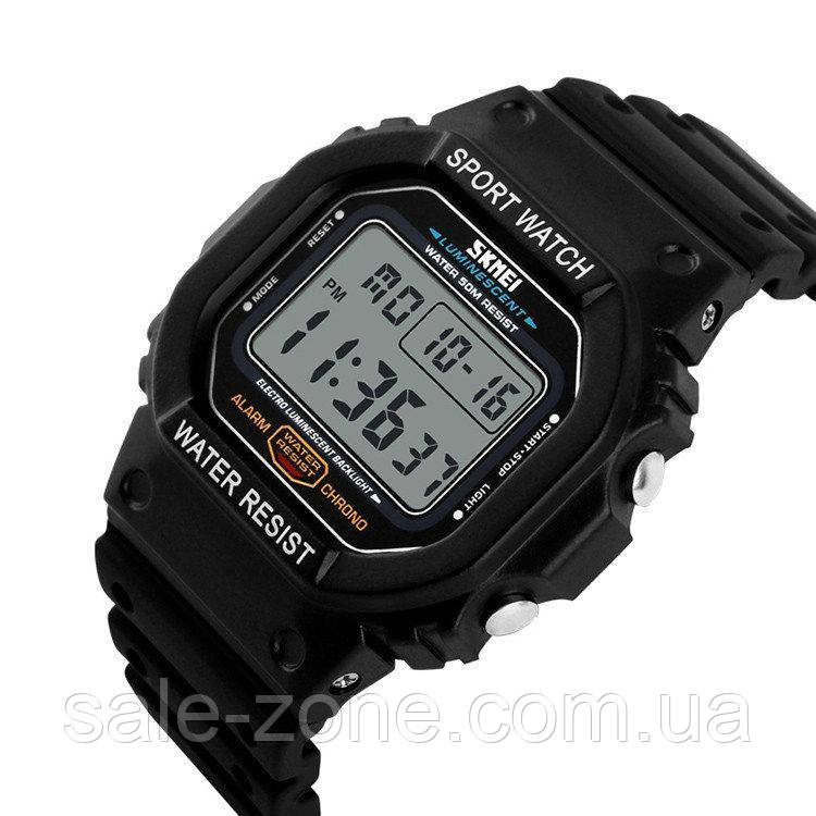 Мужские наручные спортивные часы Skmei 1134 (Черные с белым цифебрлатом) - фото 2 - id-p1568795071