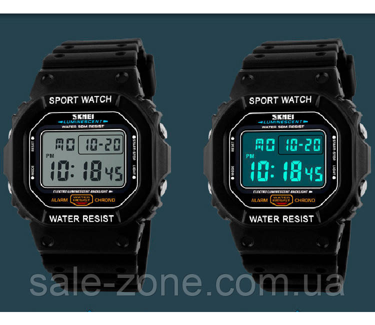 Мужские наручные спортивные часы Skmei 1134 (Черные с белым цифебрлатом) - фото 8 - id-p1568795071