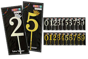 Топер для торта Цифра з короною 0-9 Золото, срібло ООПТ