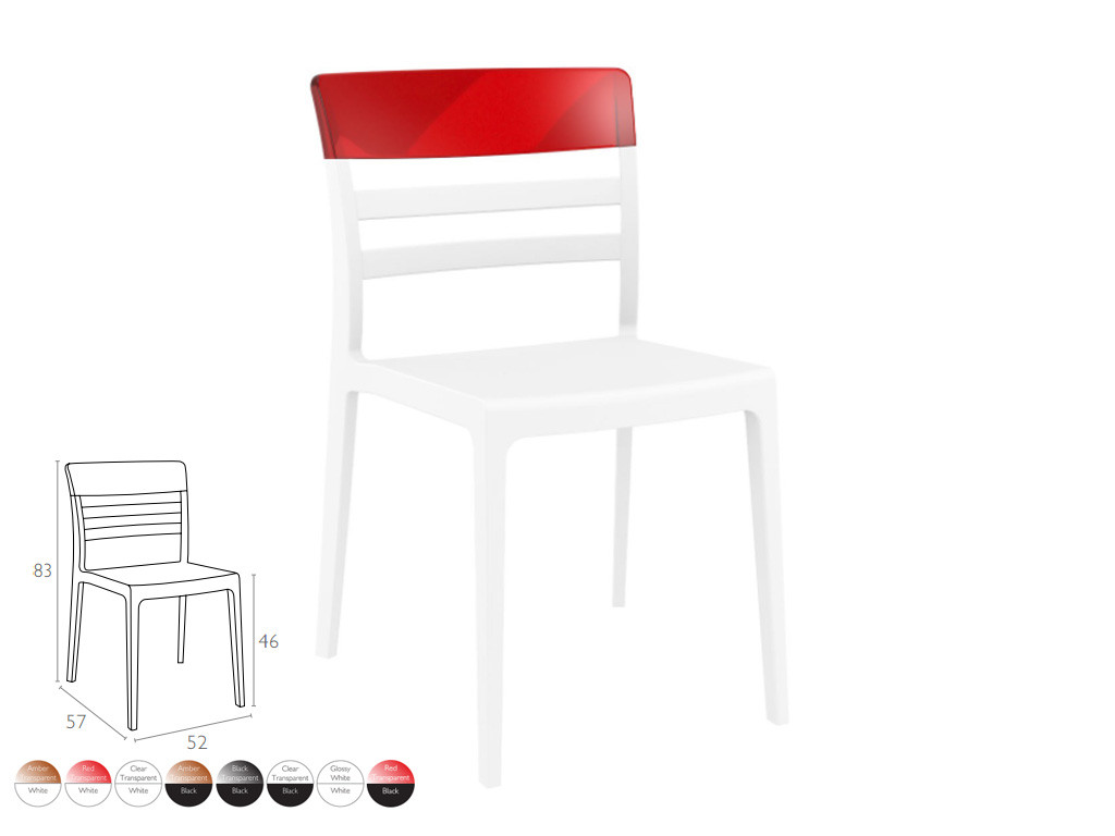 Стілець білий з червоною вставкою (Moon stacking chair), арт. 090 (шт)