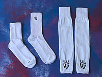 Гетры футбольные без носка + носки GUL(белые)/комплект/обрезки/для футбола