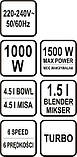 Кухонний комбайн 3 в 1 макс. 1.5 кВт/ миска-4.5 л/ блендер-1.5 л/ 6 швидкостей LUND 67811 (Польща), фото 2