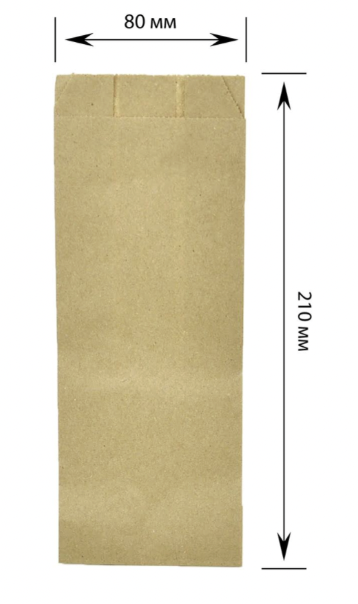 Паперовий пакет крафт 210х80х40 мм (100 шт.)