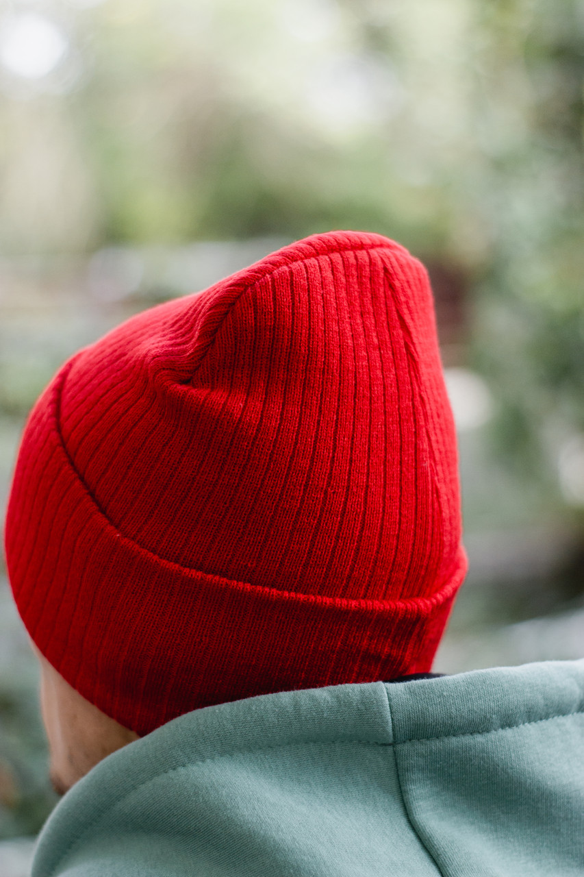 Мужская модная шапка лопата головной убор с подворотом унисекс цвет красный - фото 3 - id-p1568794739