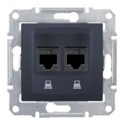 Розетка Schneider-Electric Sedna комп'ютерна UTP кат. 5е подвійна графіт ( SDN4400170 )