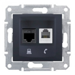 Розетка Schneider-Electric Sedna Телефонна+комп. UTP кат. 5е графіт ( SDN5100170 )
