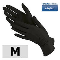 Nitrylex - MERCATOR рукавички нітрилові M, без пудри ЧОРНІ, 100 шт/уп