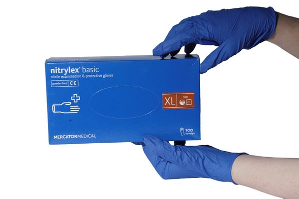 Рукавички нітрилові  розмір XL ,  MERCATOR Nitrylex Basic BLUE неопудрені,100 шт