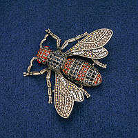Брошка Метелик золотисті, чорні і бензин стрази, золотистий метал 70хх55мм + - купити біжутерію дешево оптом в інтернеті