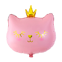 Фольгована кулька КІШЕЧКА ПРИНЦЕСА З КОРОНОЮ 73x63см(28") | Рожевий