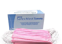 Маски одноразові медичні для обличчя Medicom™ Safe Mask Economy 3-х шарові (50шт). Рожевий