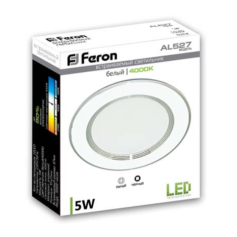 Світильник світлодіодний Feron AL527 5W білий (LED панель) точковий вбудовується