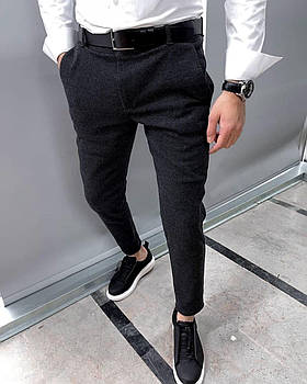 Чоловічі класичні завужені штани котонові чорні