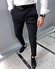 Чоловічі класичні завужені штани котонові чорні, фото 2