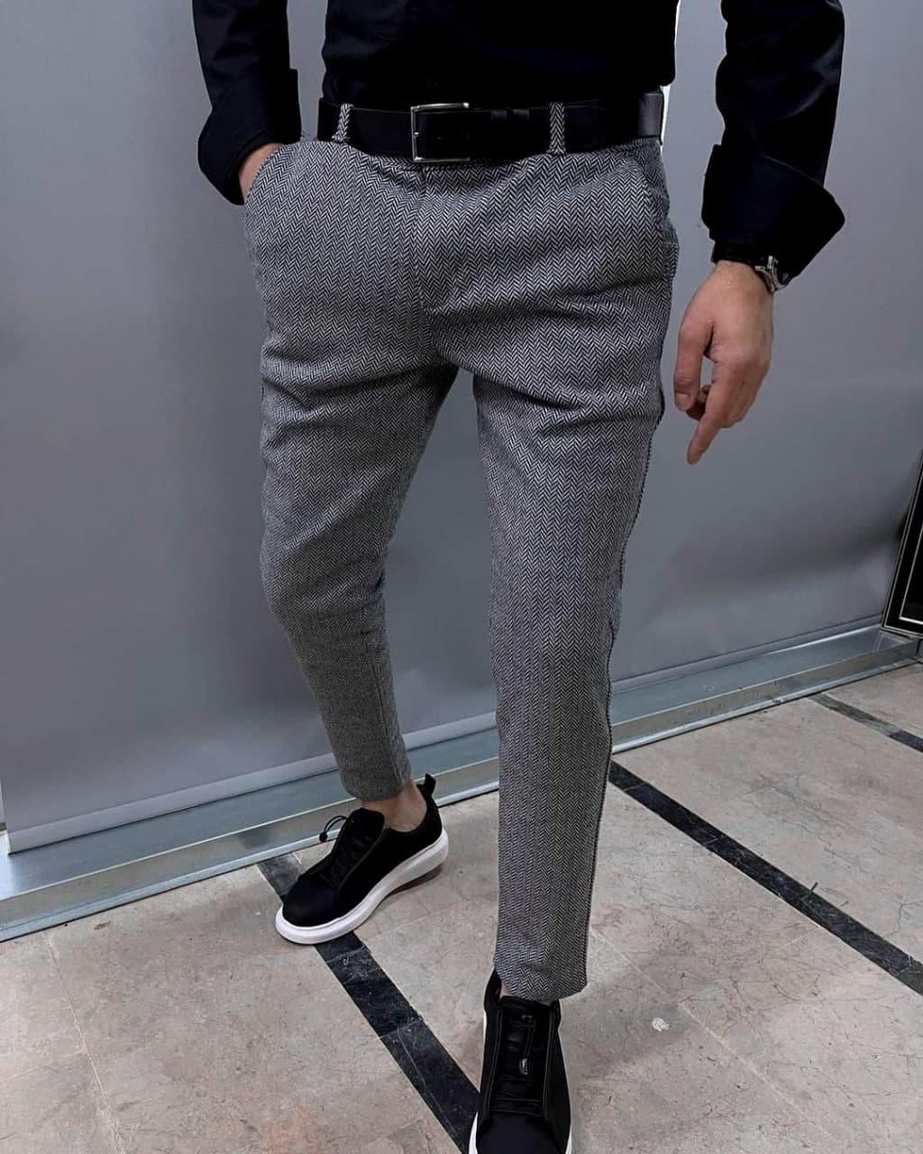 Мужские классические зауженные брюки котоновые черные - фото 4 - id-p1568892667