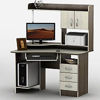 Компьютерный офисный стол рабочий лдсп Тиса-21 с полкой для монитора, местом для принтера ТМ Тиса Мебель