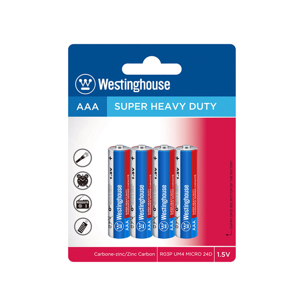 Сольова батарейка Westinghouse Super Heavy Duty AAA/R03 4шт/уп blister