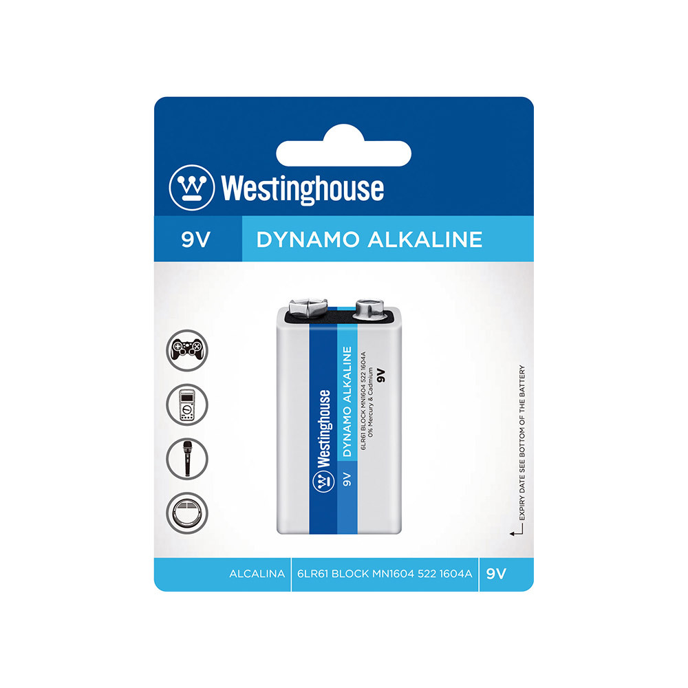 Лужна батарейка Westinghouse Dynamo Alkaline 9V/6LR61 Крона 1шт/уп blister
