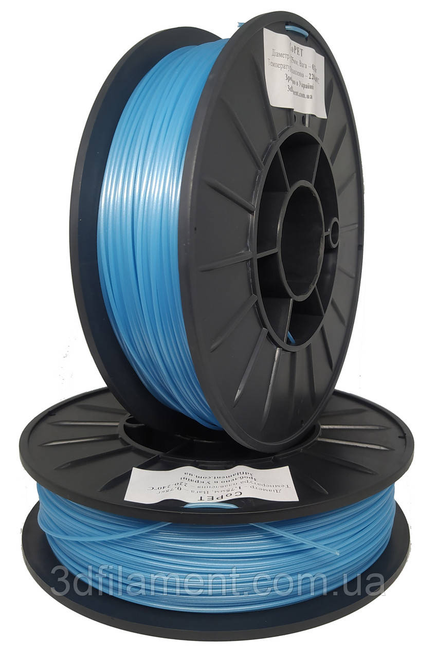 Пластик PetG (Copet) напівпрозорий блакитний 1,75mm 0,75кг