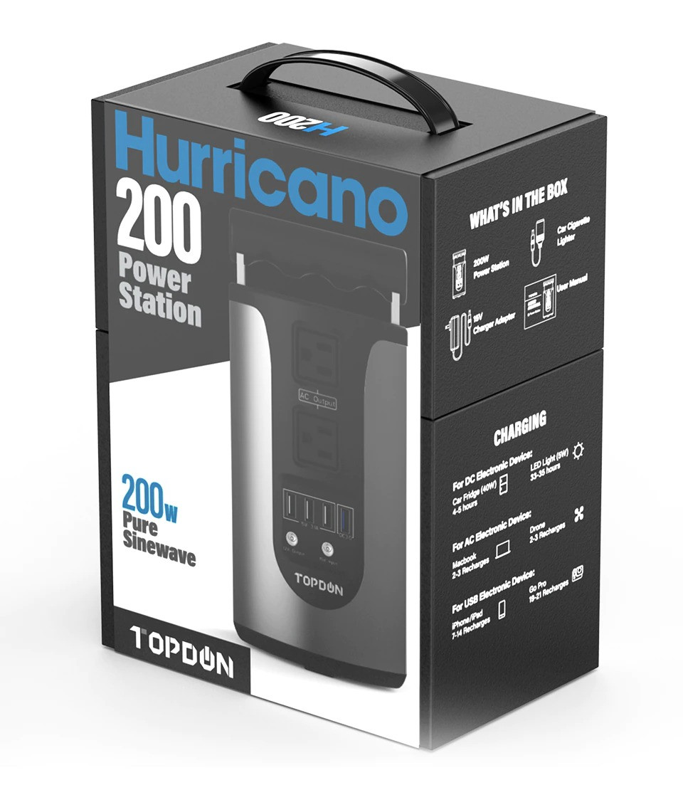 Портативна електростанція, зовнішній акумулятор, Topdon Hurricano H200 49800mah 200W