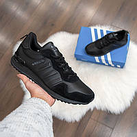Мужские кроссовки Adidas черные с белым модные кроссовки замш с кожей адидас отличного качества