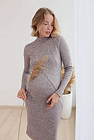 Бузкове м'яке плаття для вагітних зі щільного матеріалу з натуральною шерстю, 4151725-ВК 42