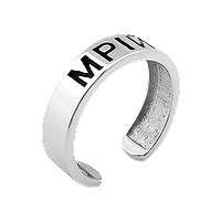 Кольцо серебряное МРІЙ на фаланге с черной эмалью и двумя сердечками