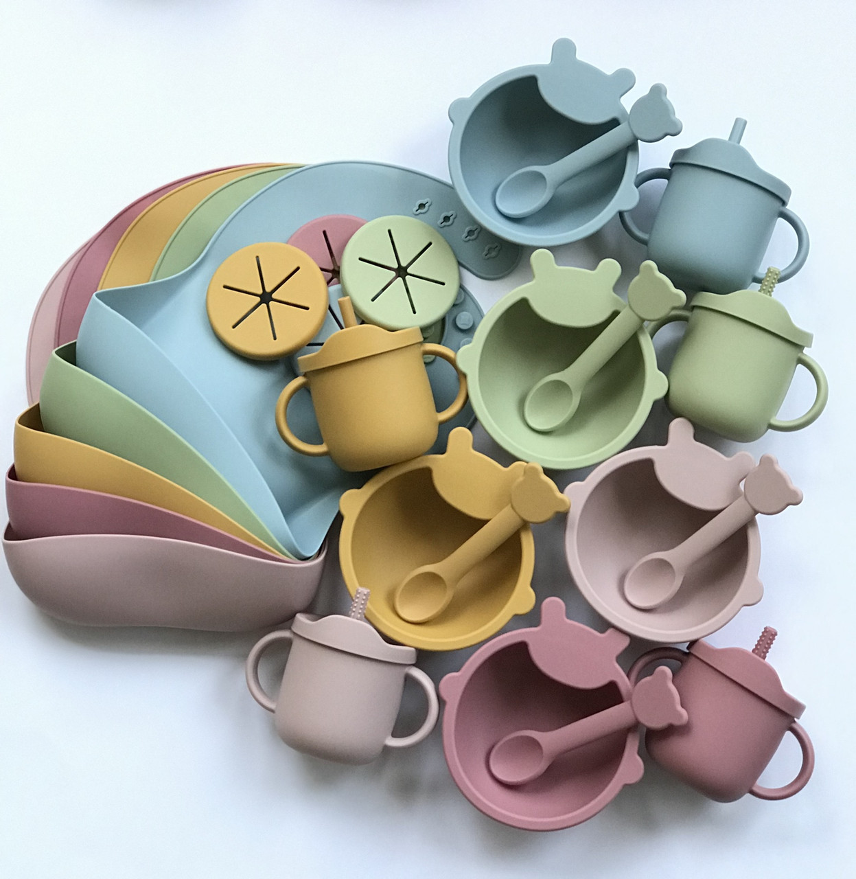 Посуда Силиконовая для Первого Прикорма Глубокая Тарелка с Ложкой ...