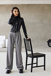 Жіночі брюки сірі широкі кашемир
