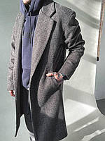 Мужское стильное пальто серого цвета Premium материал Турецкое качество