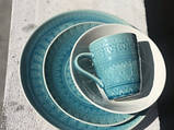Керамічна обідня тарілка блакитного, бірюзового кольору "Блакитна Амфітрита" 21 см, фото 4