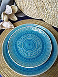 Керамічна обідня тарілка блакитного, бірюзового кольору "Блакитна Амфітрита" 21 см, фото 5