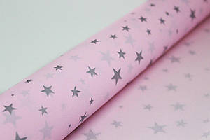 Папір тішью "Сірі зірочки" рожевий (відріз 50х100 см)