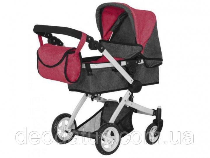 Коляска для куклы CARRELLO MAESTRO 9651B DEEP RED, ROSE RED 2 в 1 с сумкой - фото 3 - id-p1429209978