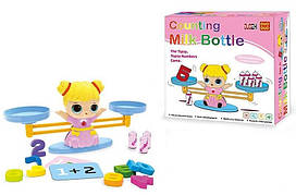 Навчальна гра для дівчаток, лялька математичні ваги, гра баланс Counting milk bottle