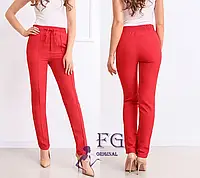 Стильные женские брюки с высокой посадкой 50, Красный