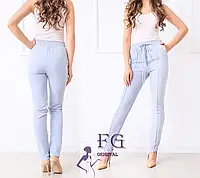 Стильные женские брюки с высокой посадкой 46, Голубой