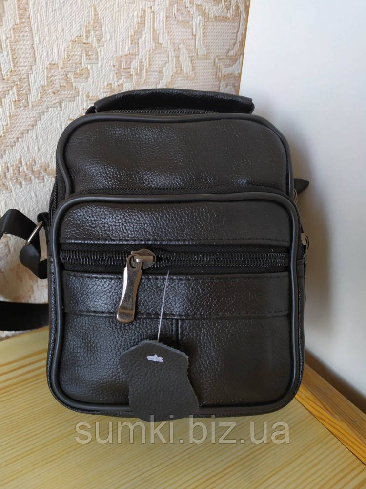 Шкіряні чоловічі сумочки через плече, сумка барсетка месенджер-портфель планшетка НАТУРАЛЬНА КОЖКА 18*15*8 см
