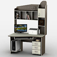 Компьютерный рабочий стол Тиса-27 однотумбовый с надстройкой, полками для книг, ящиками ТМ Тиса Мебель