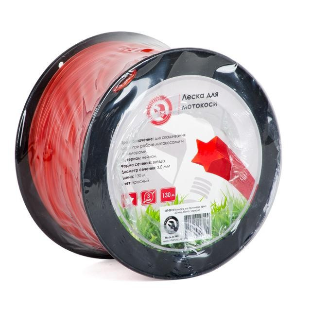 Лісочка для мотокоси INTERTOOL DT-2273, зірка 3.0 мм, бухта 130м, червона до DT-2231, DT-2232, DT-2238