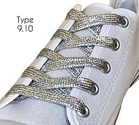 Шнурки плоский с люрексом тип 9.10  70 см цвет серебро