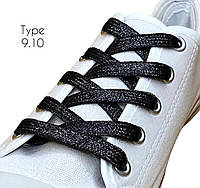 Шнурки плоский с люрексом тип 9.10  70 см цвет черный