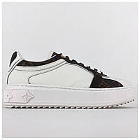 Жіночі кросівки Louis Vuitton Sneakers White Black LV, білі шкіряні кросівки луї віттон снікерси луі