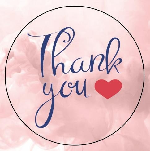 Наклейка круглая в благодарность "Thank you" на товар/заказ/ гостям (4 см)
