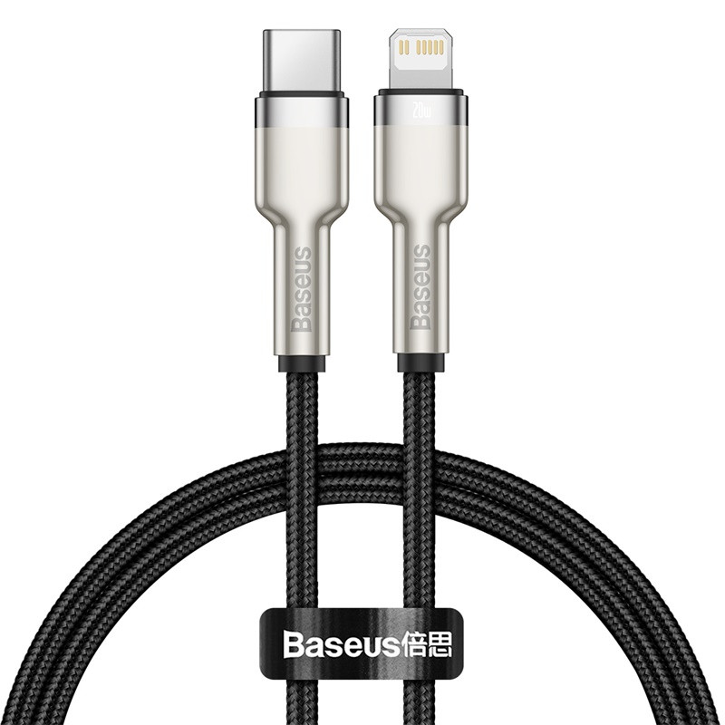 Кабель Baseus Cafule Metal USB-C-Lightning, 2м Black (CATLJK-B01), фото 1