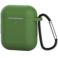 Силиконовый чехол для наушников AirPods Silicone Case with Carbine + Straps, Green