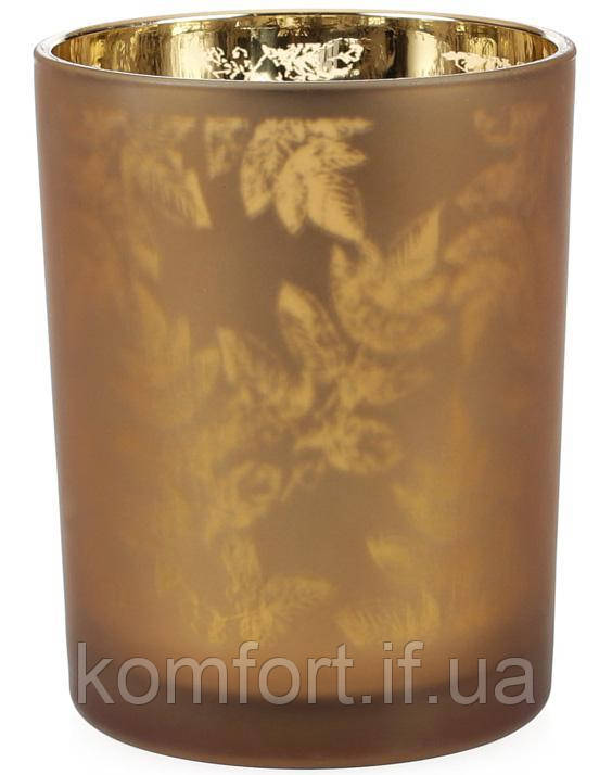 Підсвічник скляний "Листя" 10х12.5см, коричневий