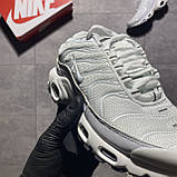 Чоловічі / жіночі кросівки Nike Air Max TN Plus Total White, білі шкіряні кросівки найк аір макс тн плюс аїр, фото 7