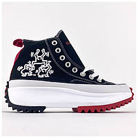 Женские кеды Converse Run Star Hike Hi Keith Haring Black High Top, черные кроссовки конверс ран стар хайк