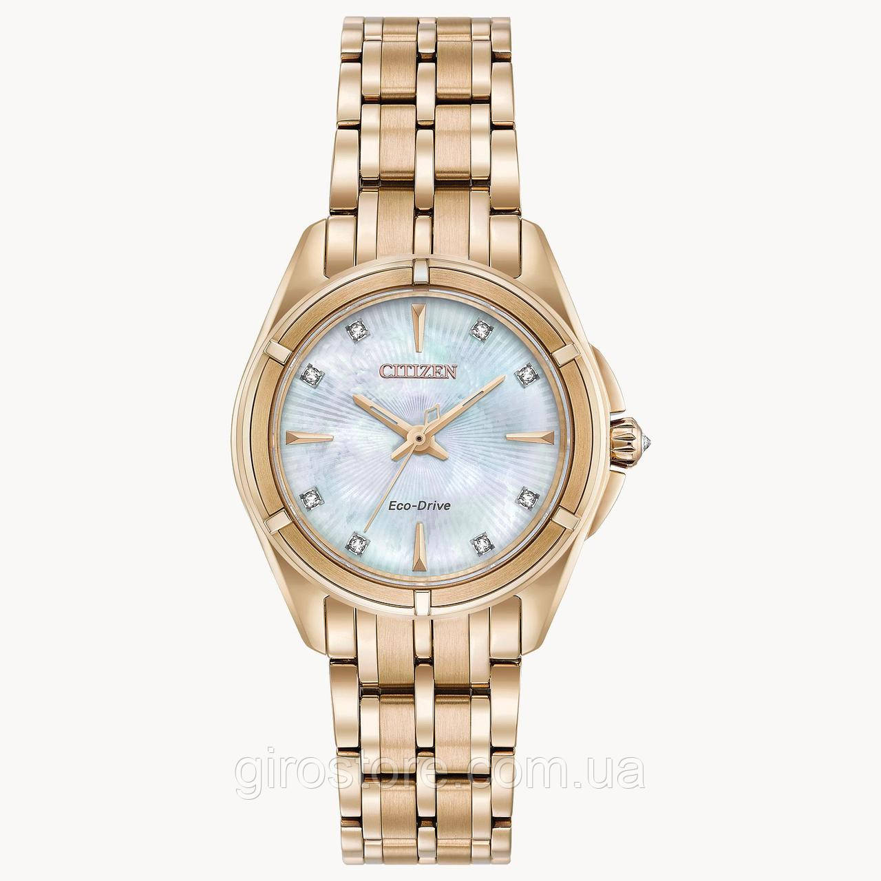 Жіночий годинник із діамантами Citizen Prezia Diamond Accent з перламутровим покриттям рожевого золота EM0353-50D, фото 1